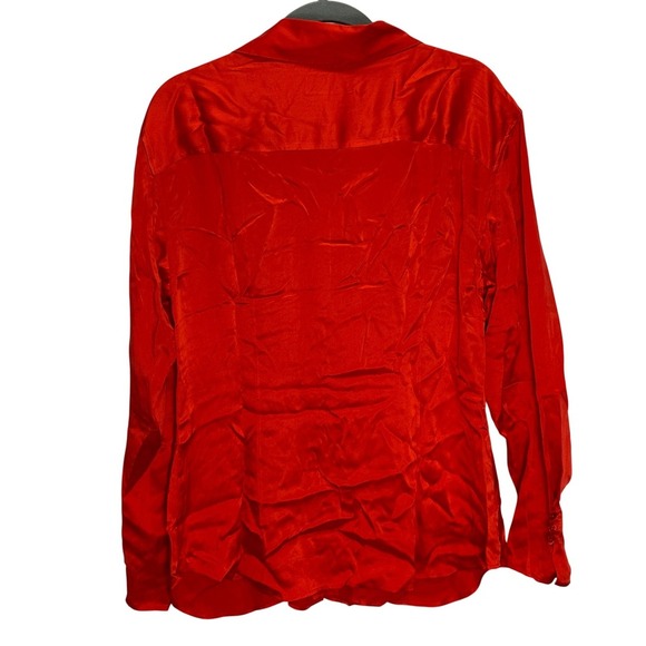 Equipment Femme Bailey Fiery Red Silk Long Sleeve Blouse Womens Size EU 12 US 8 - Picture 5 of 9